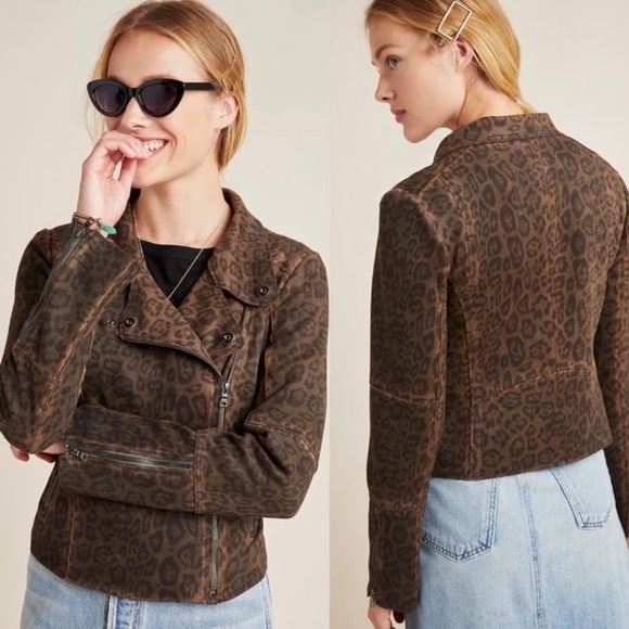 Marrakech Leopard Moto Jacket XL Like New Anthropologie - Picture 1 of 7